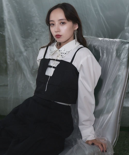 HARE(ハレ)の「イソザイデザインビスチェ(HARE)(ベスト・レディース・ブラック/グレー/ブラック系その他・FREE)」の6枚目の写真