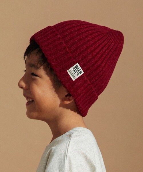 BRANSHES（ブランシェス）の「シンプルニット帽（ニットキャップ/ビーニー・キッズ・杢グレー/ブラック/レッド/ブルー/キナリ・S/M/L）」の17枚目の写真