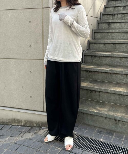 Jena espace merveilleux(ジェナ エスパスメルヴェイユ)の「【ぴらこカラー登場】2セットシアーロンT(Tシャツ/カットソー・レディース・ネイビー/オフホワイト/ブラック/チャコールグレー/ライム・FREE)」の19枚目の写真