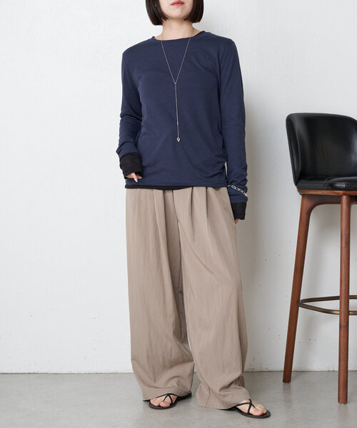 Jena espace merveilleux(ジェナ エスパスメルヴェイユ)の「【ぴらこカラー登場】2セットシアーロンT(Tシャツ/カットソー・レディース・ネイビー/オフホワイト/ブラック/チャコールグレー/ライム・FREE)」の7枚目の写真