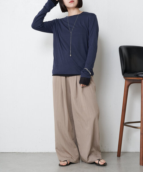 Jena espace merveilleux(ジェナ エスパスメルヴェイユ)の「【ぴらこカラー登場】2セットシアーロンT(Tシャツ/カットソー・レディース・ネイビー/オフホワイト/ブラック/チャコールグレー/ライム・FREE)」の8枚目の写真