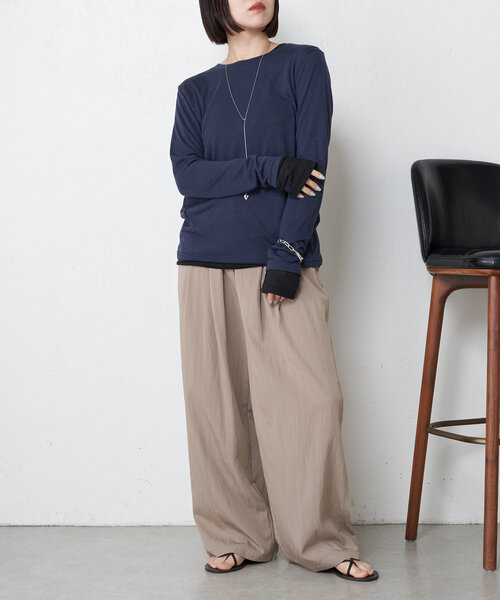 Jena espace merveilleux(ジェナ エスパスメルヴェイユ)の「【ぴらこカラー登場】2セットシアーロンT(Tシャツ/カットソー・レディース・ネイビー/オフホワイト/ブラック/チャコールグレー/ライム・FREE)」の9枚目の写真