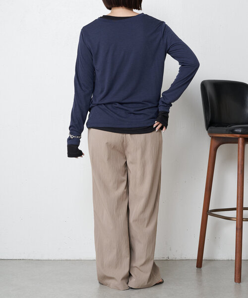 Jena espace merveilleux(ジェナ エスパスメルヴェイユ)の「【ぴらこカラー登場】2セットシアーロンT(Tシャツ/カットソー・レディース・ネイビー/オフホワイト/ブラック/チャコールグレー/ライム・FREE)」の10枚目の写真