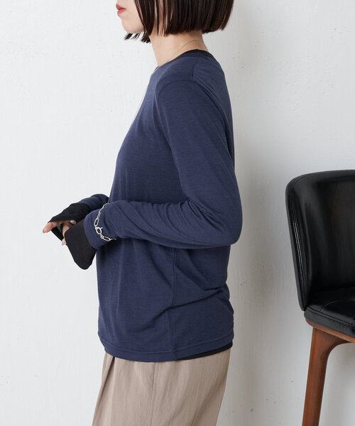 Jena espace merveilleux(ジェナ エスパスメルヴェイユ)の「【ぴらこカラー登場】2セットシアーロンT(Tシャツ/カットソー・レディース・ネイビー/オフホワイト/ブラック/チャコールグレー/ライム・FREE)」の16枚目の写真