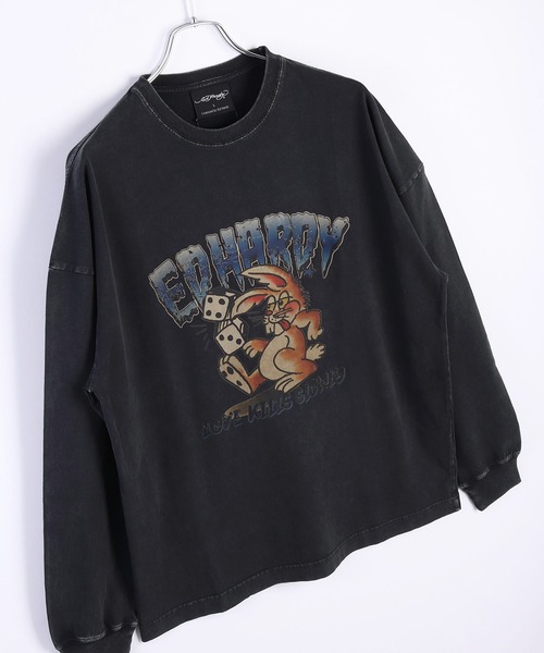 Ed Hardy(エドハーディー)の「EdHardy ピグメント加工 ロンTEE ラビット×ダイス(Tシャツ/カットソー・メンズ・チャコール/ブラック・M/L)」の5枚目の写真