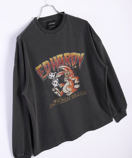 Ed Hardy(エドハーディー)の「EdHardy ピグメント加工 ロンTEE ラビット×ダイス(Tシャツ/カットソー・メンズ・チャコール/ブラック・M/L)」の8枚目の写真