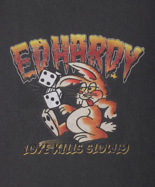 Ed Hardy(エドハーディー)の「EdHardy ピグメント加工 ロンTEE ラビット×ダイス(Tシャツ/カットソー・メンズ・チャコール/ブラック・M/L)」の10枚目の写真