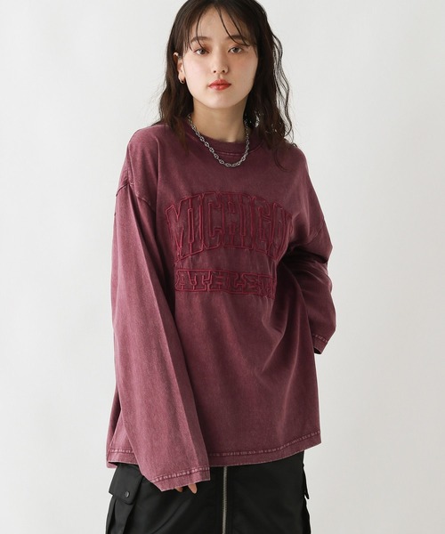 RAGEBLUE(レイジブルー)の「カレッジロゴピグメントルーズロングTシャツ(Tシャツ/カットソー・レディース・ホワイト/レッド/ブラック・FREE)」の16枚目の写真