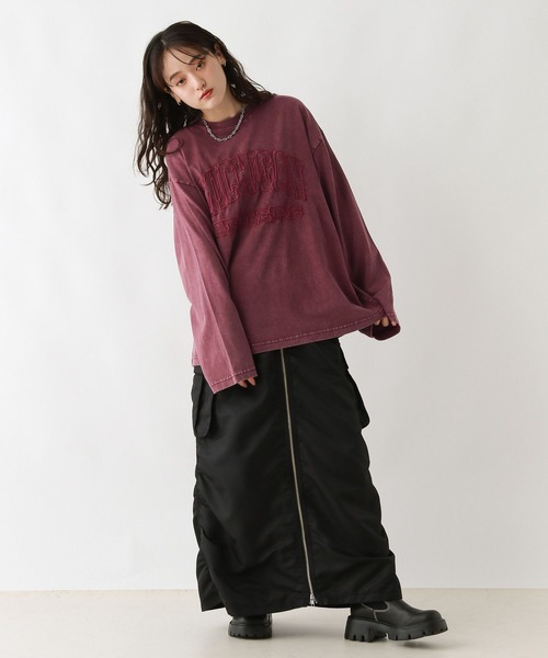 RAGEBLUE(レイジブルー)の「カレッジロゴピグメントルーズロングTシャツ(Tシャツ/カットソー・レディース・ホワイト/レッド/ブラック・FREE)」の15枚目の写真