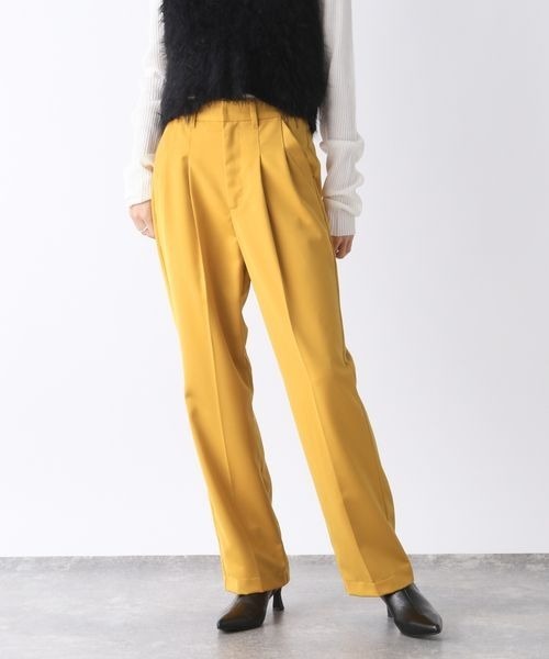 INTERIM 限定 ウールカシミヤ 2タック ストレート スラックス