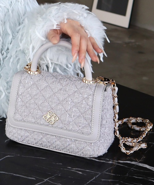 【セール】ツイードキルティングチェーンハンドルBAG（ハンドバッグ）｜ROYAL PARTY（ロイヤルパーティー）