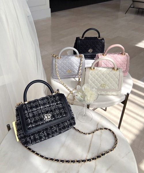 【セール】ツイードキルティングチェーンハンドルBAG（ハンドバッグ）｜ROYAL PARTY（ロイヤルパーティー）