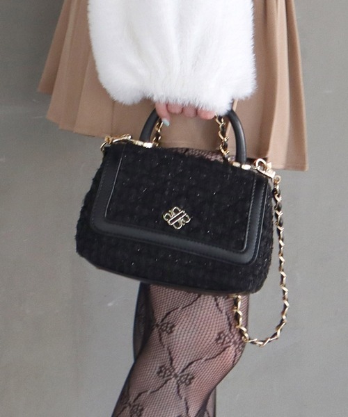 【セール】ツイードキルティングチェーンハンドルBAG（ハンドバッグ）｜ROYAL PARTY（ロイヤルパーティー）