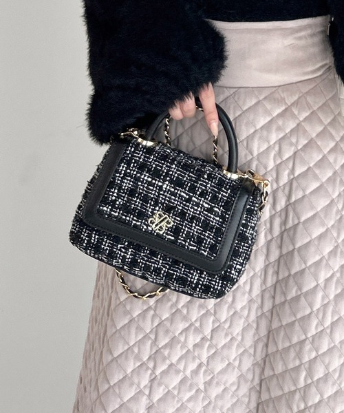 【セール】ツイードキルティングチェーンハンドルBAG（ハンドバッグ）｜ROYAL PARTY（ロイヤルパーティー）
