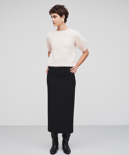 cloenc（クロエンス）の「◆【春セール／手洗い可】ハーフスリーブ シャギーニットプルオーバー（ニット/セーター・レディース・ピンク/チャコールグレー/ブラック・02）」の4枚目の写真