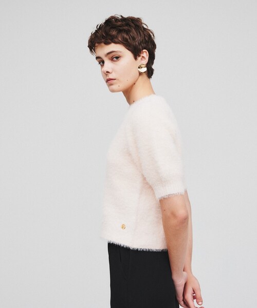 cloenc（クロエンス）の「◆【春セール／手洗い可】ハーフスリーブ シャギーニットプルオーバー（ニット/セーター・レディース・ピンク/チャコールグレー/ブラック・02）」の7枚目の写真