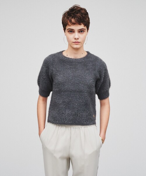 cloenc（クロエンス）の「◆【春セール／手洗い可】ハーフスリーブ シャギーニットプルオーバー（ニット/セーター・レディース・ピンク/チャコールグレー/ブラック・02）」の12枚目の写真