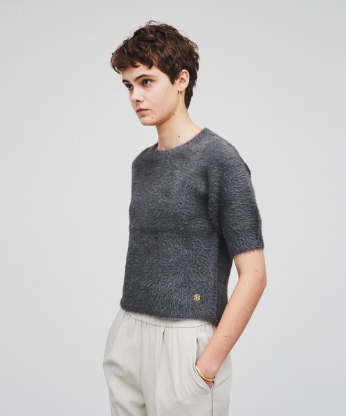 cloenc（クロエンス）の「◆【春セール／手洗い可】ハーフスリーブ シャギーニットプルオーバー（ニット/セーター・レディース・ピンク/チャコールグレー/ブラック・02）」の13枚目の写真