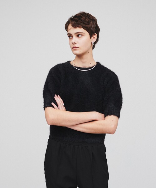 cloenc（クロエンス）の「◆【春セール／手洗い可】ハーフスリーブ シャギーニットプルオーバー（ニット/セーター・レディース・ピンク/チャコールグレー/ブラック・02）」の18枚目の写真