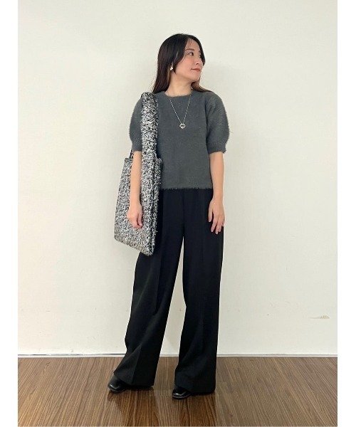 cloenc（クロエンス）の「◆【春セール／手洗い可】ハーフスリーブ シャギーニットプルオーバー（ニット/セーター・レディース・ピンク/チャコールグレー/ブラック・02）」の22枚目の写真