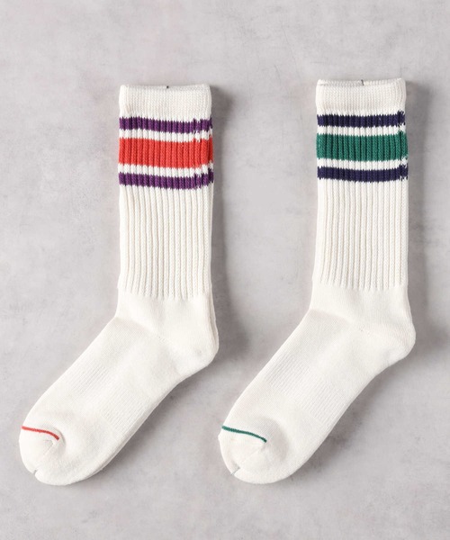 Right-on（ライトオン）の「【Healthknit】配色ラインソックス 2色セット（ソックス/靴下・レディース・レッド/イエロー・フリー）」の2枚目の写真