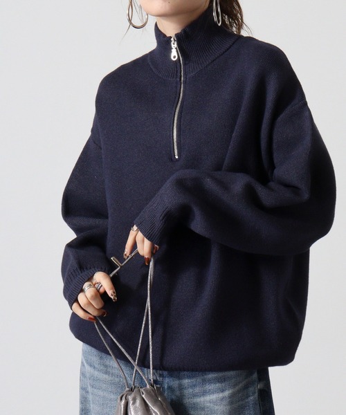 many men many mind(メニーメンメニーマインド)の「MANYMENMANYMINDS ウォッシャブルハーフジップニット(ニット/セーター・メンズ・ネイビー/ブラック/グレー/アイボリー/ブラウン・L/M/XL)」の7枚目の写真