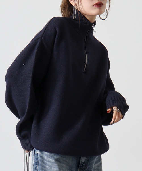 many men many mind(メニーメンメニーマインド)の「MANYMENMANYMINDS ウォッシャブルハーフジップニット(ニット/セーター・メンズ・ネイビー/ブラック/グレー/アイボリー/ブラウン・L/M/XL)」の8枚目の写真