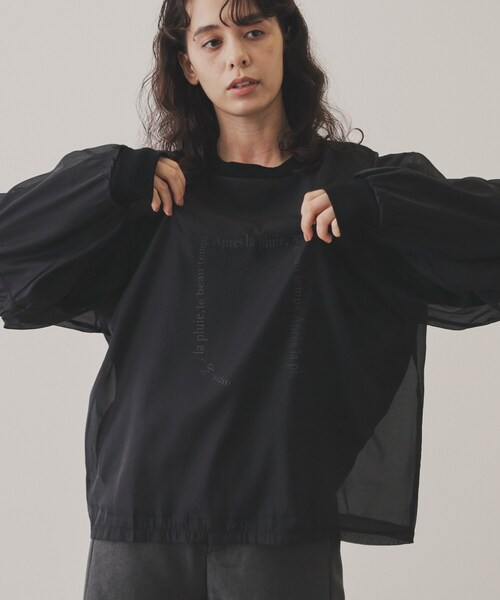 VIRAL.(バイラル)の「【VIRAL.】オーガンジーロゴトレーナー(スウェット・レディース・ブラック/アイボリー系7・00)」の1枚目の写真