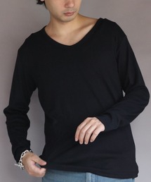 T/CフライスVネック長袖Tシャツ
