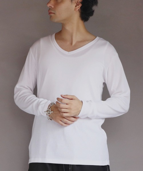 8(eight)(エイト)の「T/CフライスVネック長袖Tシャツ(Tシャツ/カットソー・メンズ・チャコール/ネイビー/ホワイト/ブラック/グレー・MEDIUM/X-LARGE/LARGE)」の7枚目の写真