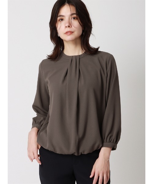 【セール】タックブラウジングブラウス ラウンドネック ウォッシャブル アムンゼンジョーゼット 無地(シャツ/ブラウス)|SUIT SQUARE(スーツスクエア)