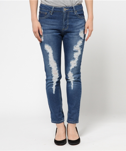 VENCEEXCHANGE（ヴァンスエクスチェンジ）の「デニム破れボーイズパンツ（デニムパンツ・レディース・ブルー系その他/ブルー/スカイブルー・26inch/27inch/24inch/25inch）」の5枚目の写真