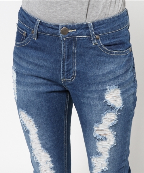 VENCEEXCHANGE（ヴァンスエクスチェンジ）の「デニム破れボーイズパンツ（デニムパンツ・レディース・ブルー系その他/ブルー/スカイブルー・26inch/27inch/24inch/25inch）」の12枚目の写真