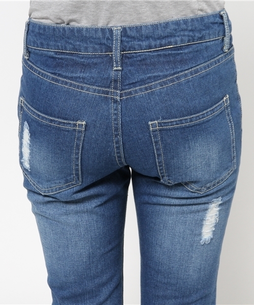 VENCEEXCHANGE（ヴァンスエクスチェンジ）の「デニム破れボーイズパンツ（デニムパンツ・レディース・ブルー系その他/ブルー/スカイブルー・26inch/27inch/24inch/25inch）」の13枚目の写真