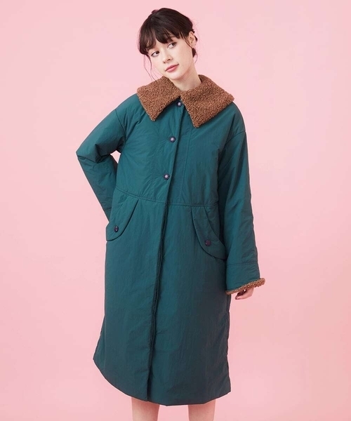 Jocomomola(ホコモモラ)の「【2WAY】中綿ナイロンロングコート(ステンカラーコート・レディース・ベージュ/グリーン・40)」の22枚目の写真