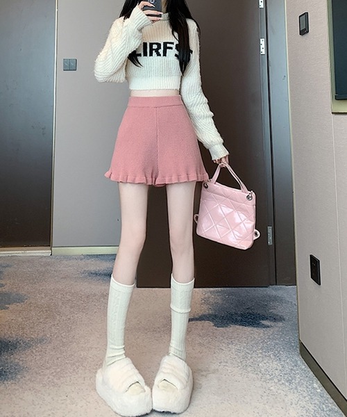 セール】裾フリルリブニットショートパンツ（その他パンツ