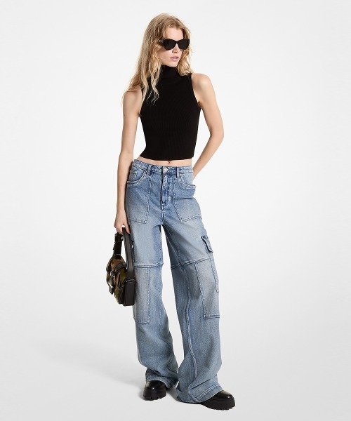 【セール】スリーブレス タートルネック クロップ トップ(ニット/セーター)|MICHAEL KORS(マイケルコース)