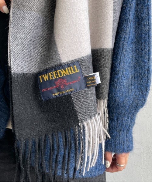 TWEED MILL（ツイードミル）の「[TWEED MILL/ツイードミル] 70×190 大判ストール（ストール/ショール・レディース・ブラック系/ロイヤルブルー/イエロー/シルバーグレー/グリーン/レッド/スカイブルー/ブラック系2/グレー・F）」の14枚目の写真