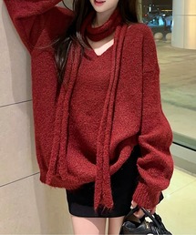 LADY LIKE（レディライク）の「ストール付きゆったりVネックニット（ニット/セーター・レディース）」
