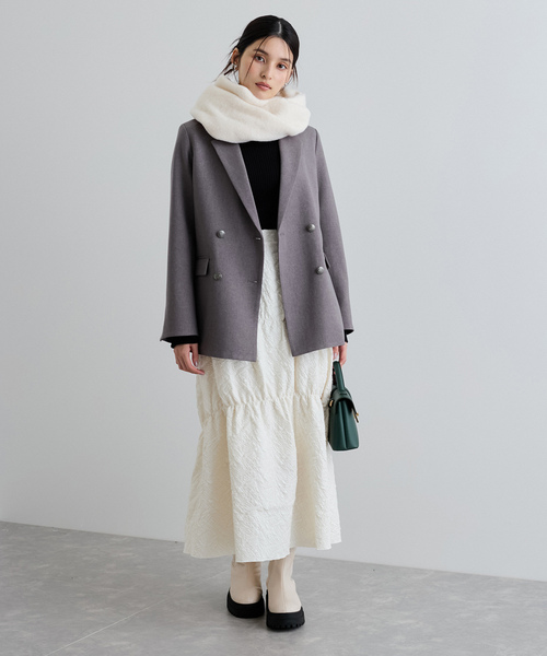 VIS(ビス)の「【洗える】ふくれジャガードシャーリングスカート(スカート・レディース・オフホワイト/ネイビー・FREE)」の8枚目の写真