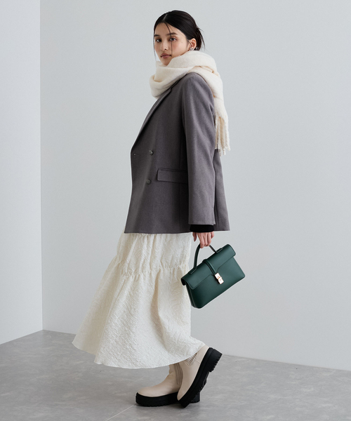 VIS(ビス)の「【洗える】ふくれジャガードシャーリングスカート(スカート・レディース・オフホワイト/ネイビー・FREE)」の9枚目の写真