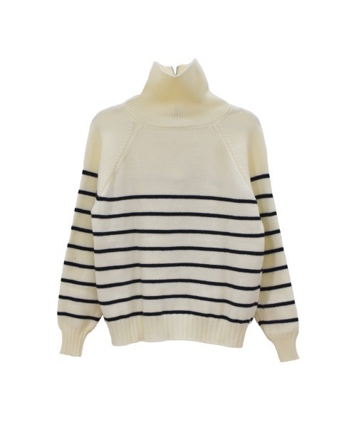 セール】ハーフジップボーダーニット／half zip border knit 長袖