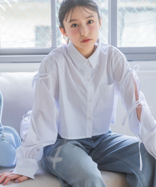 repipi armario（レピピ アルマリオ）の「ジュエルリボンシャツ（シャツ/ブラウス・キッズ・ブルー系その他/ブルー/ホワイト・LARGE/MEDIUM/SMALL）」の6枚目の写真