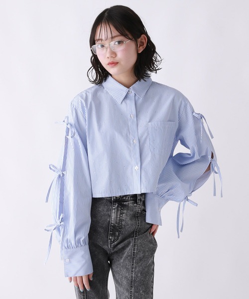 repipi armario（レピピ アルマリオ）の「ジュエルリボンシャツ（シャツ/ブラウス・キッズ・ブルー系その他/ブルー/ホワイト・LARGE/MEDIUM/SMALL）」の5枚目の写真