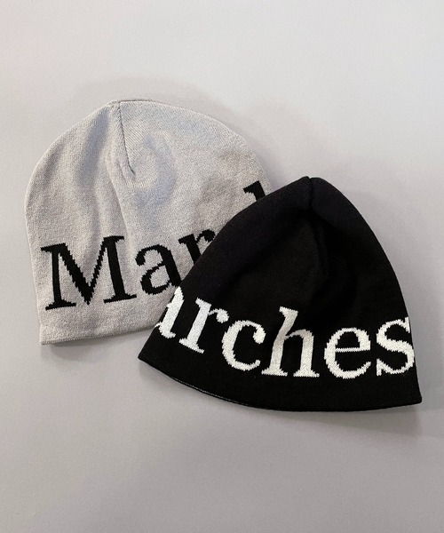 黒 ニットビーニー ロゴ付き シングルニットビーニー/ロゴ（ニットキャップ/ビーニー）｜SPINNS