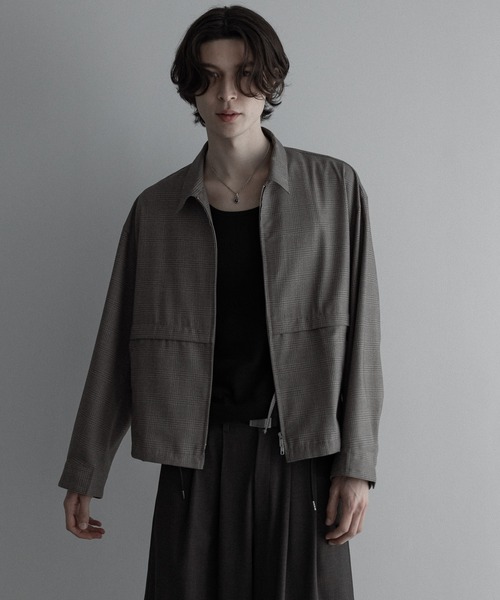 セール】loose shadow check short jacket / ルーズシャドウ