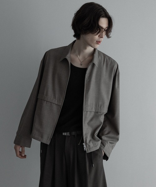 セール】loose shadow check short jacket / ルーズシャドウ