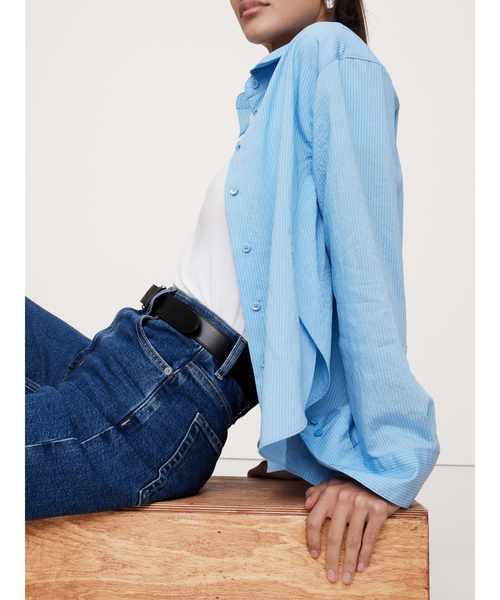 Banana Republic（バナナリパブリック）の「オーバーサイズ サイドスプリット シャツ（シャツ/ブラウス・レディース・ブルー/ストライプ・XS/L/S/M）」の4枚目の写真