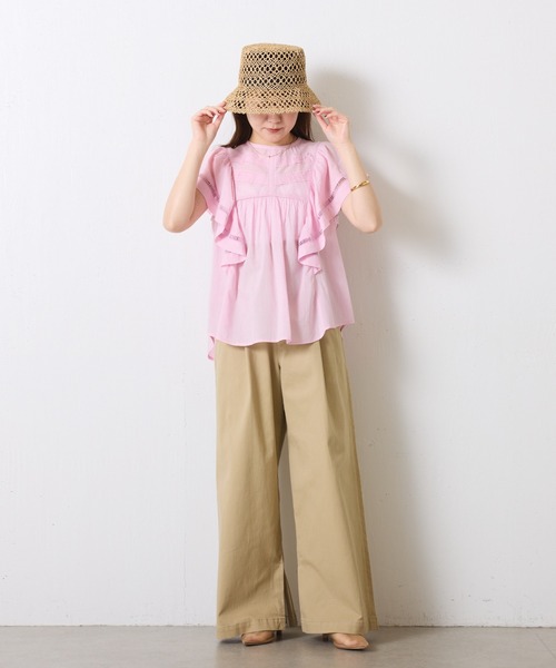 COLLAGE GALLARDAGALANTE（コラージュガリャルダガランテ）の「CONTOROL FREAK 透かし編みバケットハット（ハット・レディース・ベージュ/ブラック・FREE）」の6枚目の写真