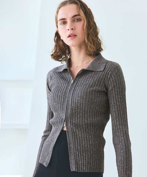 coca(coca)(コカ)の「襟付きダブルジップメランジニット(ニット/セーター・レディース・ライトブルー/グレー・M/L)」の20枚目の写真